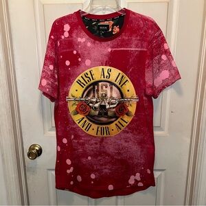 RISE AS 1NE Men’s Short Sleeve Roses Guns Tie Dye T-shirt. Sz XL.